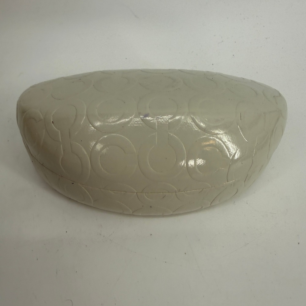 Coach Sunglasses Case Womens OS Cream Embossed Signature C Hard Shell Clamshell